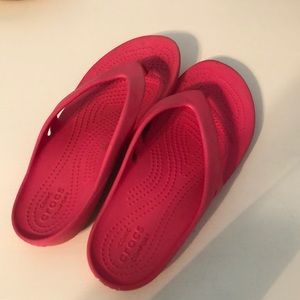 Hot pink crocs flip flops
